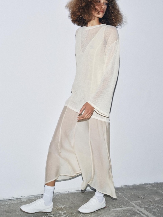 Zara Dresses & Skirts - Zara boho butter cream long sleeves combination layered dress NWT